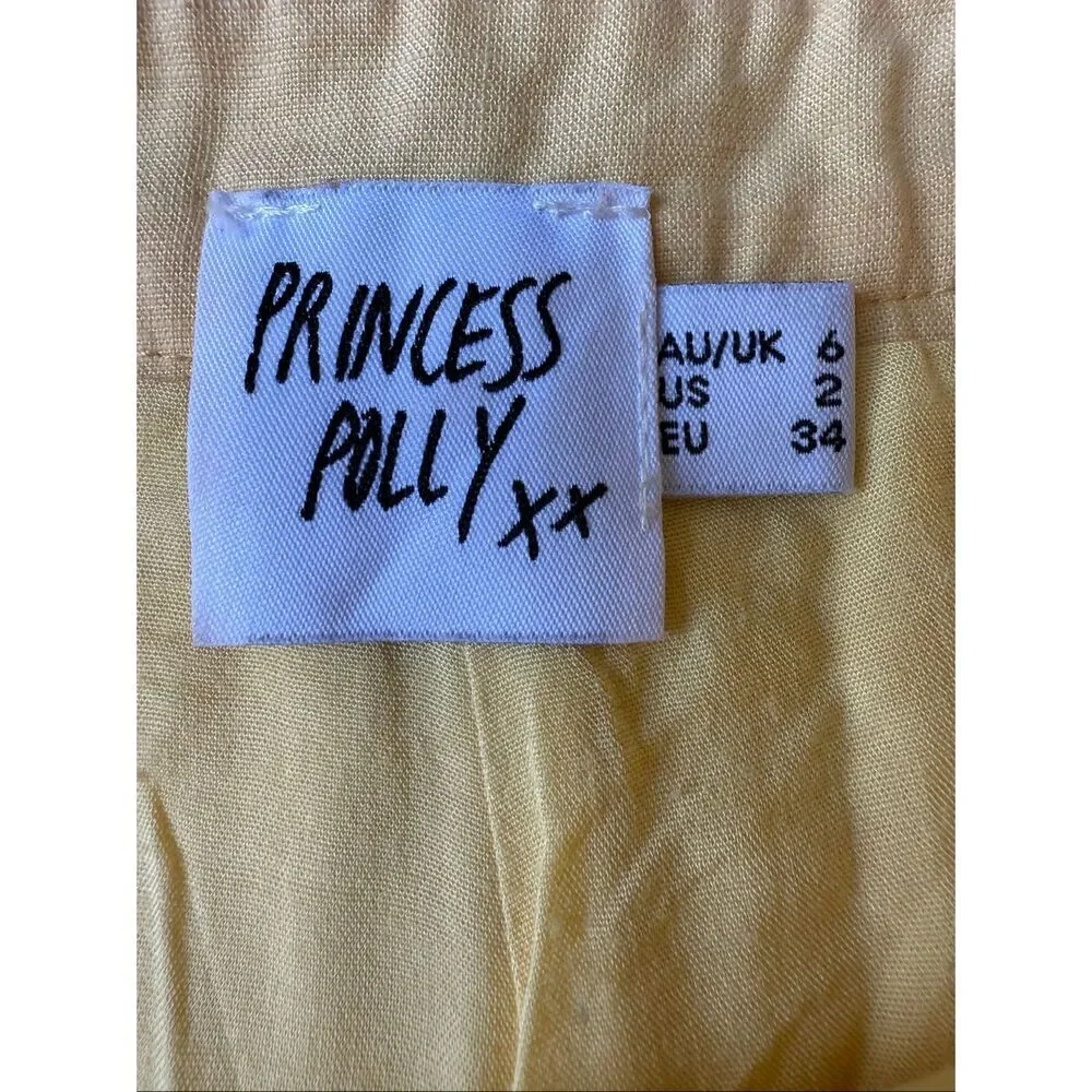Princess Polly Buttery Yellow 90s Pleated Mini Skort Size 2